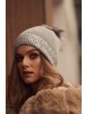 Winter hat with shiny cuff, dark gray C61 - Online store - Boutique